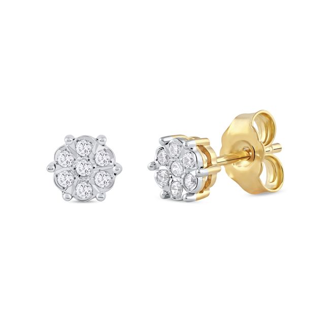 1/10 CT. T.w. Diamond Flower Stud Earrings in 10K Gold