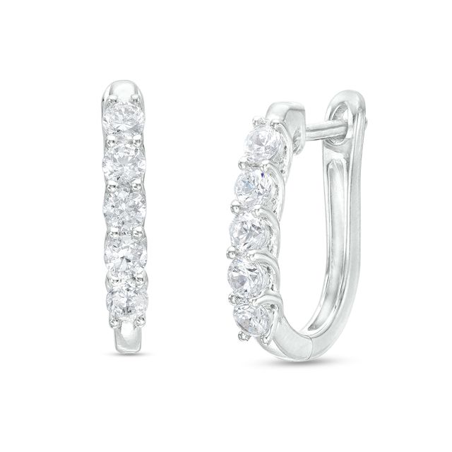 1 CT. T.w. Certified Lab-Created Diamond Five Stone U-Hoop Earrings in 14K White Gold (F/Si2)