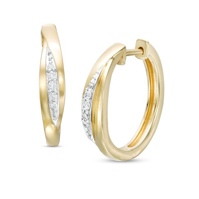 1/10 CT. T.w. Diamond Bypass Hoop Earrings in 10K Gold