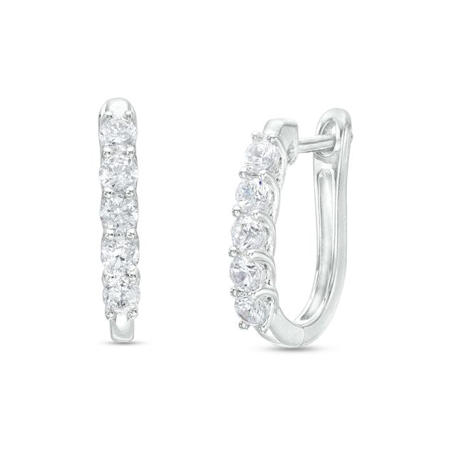 1/2 CT. T.w. Certified Lab-Created Diamond Five Stone U-Hoop Earrings in 14K White Gold (F/Si2)