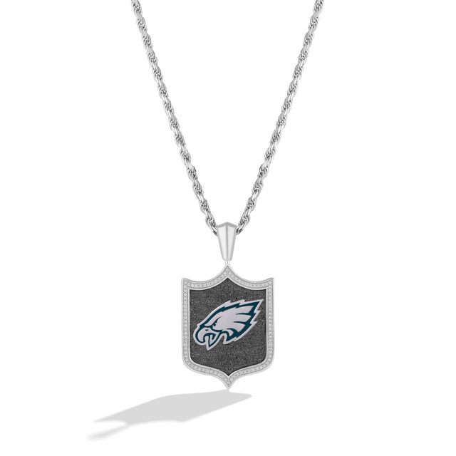 True Fansâ¢ NFL Philadelphia Eagles 1/5 CT. T.w. Diamond and Enamel Reversible Shield Pendant in Sterling Silver