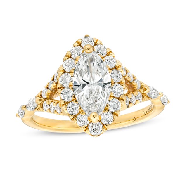 KleinfeldÂ® x Zales 2 CT. T.w. Certified Marquise Lab-Created Diamond Split Shank Engagement Ring in 18K Gold (F/Vs2)