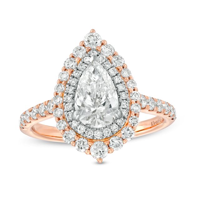 KleinfeldÂ® x Zales 2 CT. T.w. Certified Pear-Shaped Lab-Created Diamond Engagement Ring in 18K Rose Gold (F/Vs2)