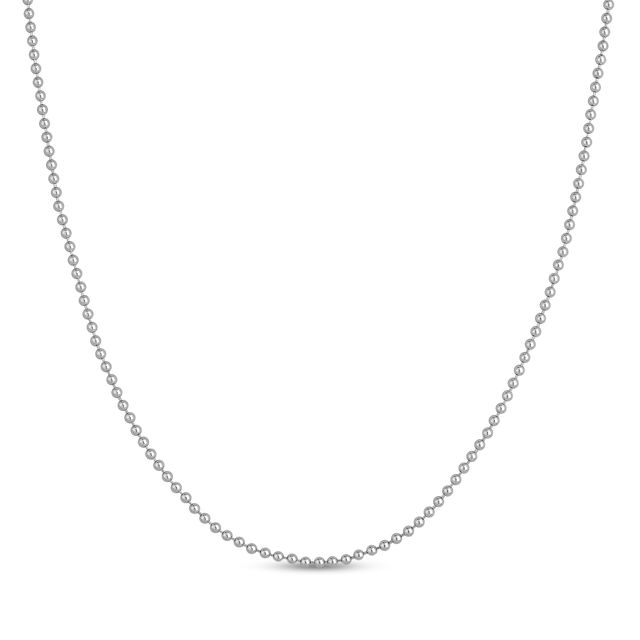 2.0mm Bead Chain Necklace in Solid 14K White Gold - 16"