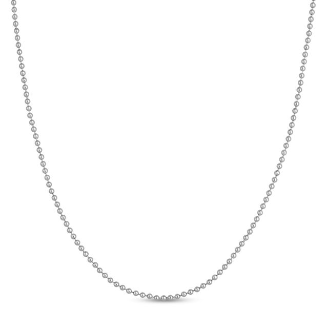 2.0mm Bead Chain Necklace in Solid 14K White Gold