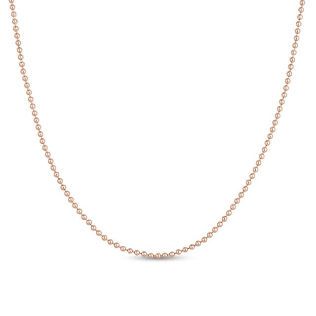 2.0mm Bead Chain Necklace in Solid 14K Rose Gold