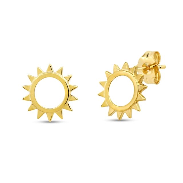 Open Circle Sun Stud Earrings in 10K Gold