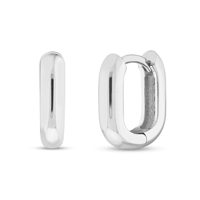 12.0mm Oval Tube Hoop Earrings in 14K White Gold