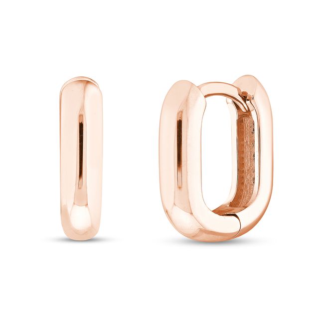 12.0mm Oval Tube Hoop Earrings in 14K Rose Gold