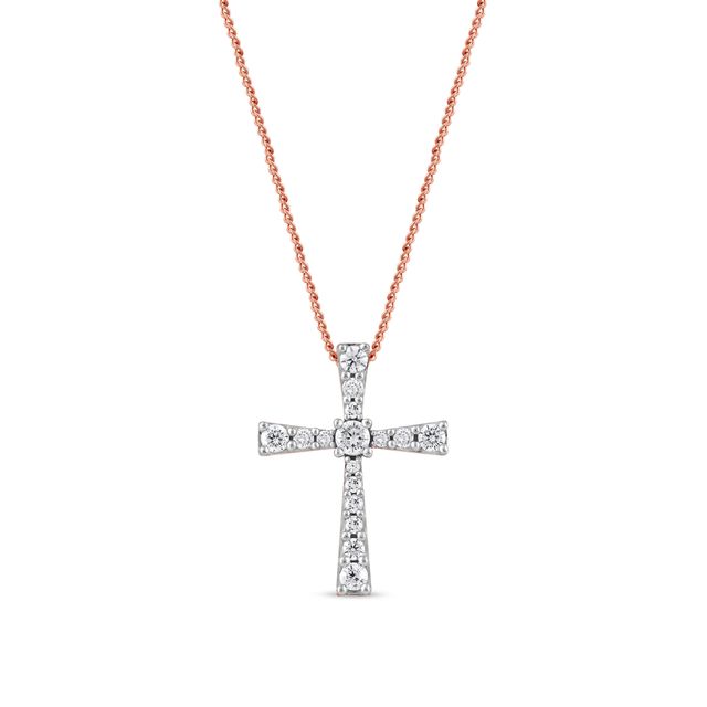 1/3 CT. T.w. Diamond Graduated Cross Pendant in 10K Rose Gold