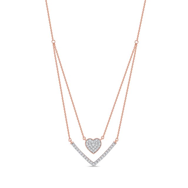 Zales Diamond Accent Offset Heart Necklace in 10K Rose Gold | CoolSprings  Galleria