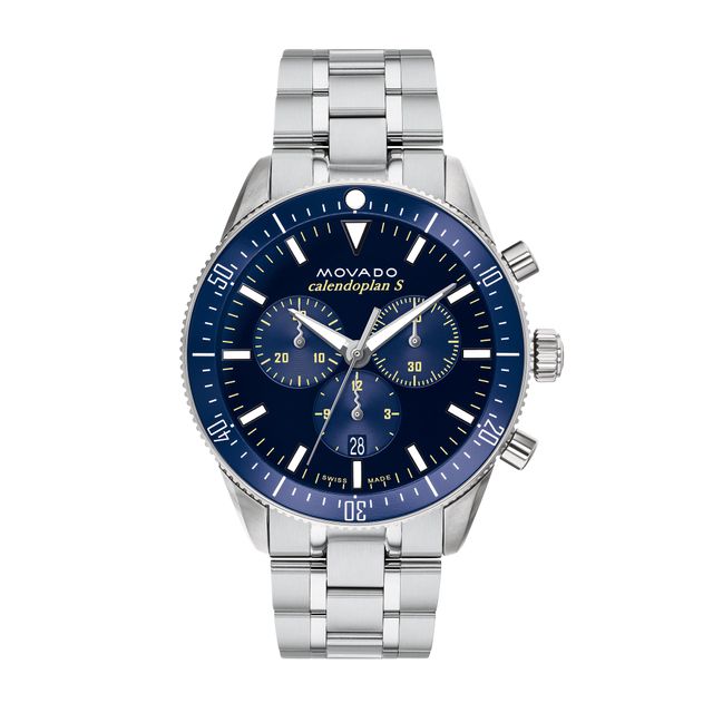 Men's Movado HeritageÂ® Calendoplanâ¢ S Chronograph Watch with Blue Dial (Model: 3650124)