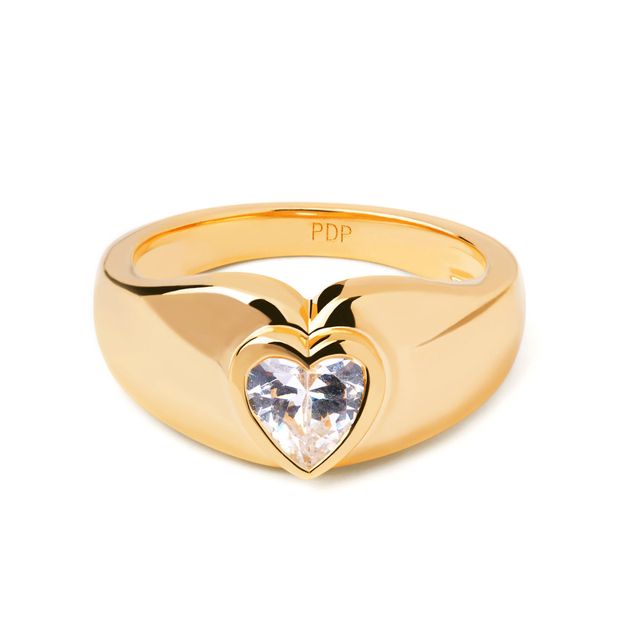 PDPAOLAâ¢ at Zales 5.0mm Heart-Shaped Cubic Zirconia Solitaire Ring Sterling Silver with 18K Gold Plate