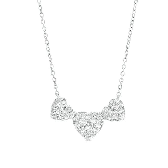1/2 CT. T.w. Certified Heart-Shaped Lab-Created Multi-Diamond Trio Necklace in 14K White Gold (F/Si2)