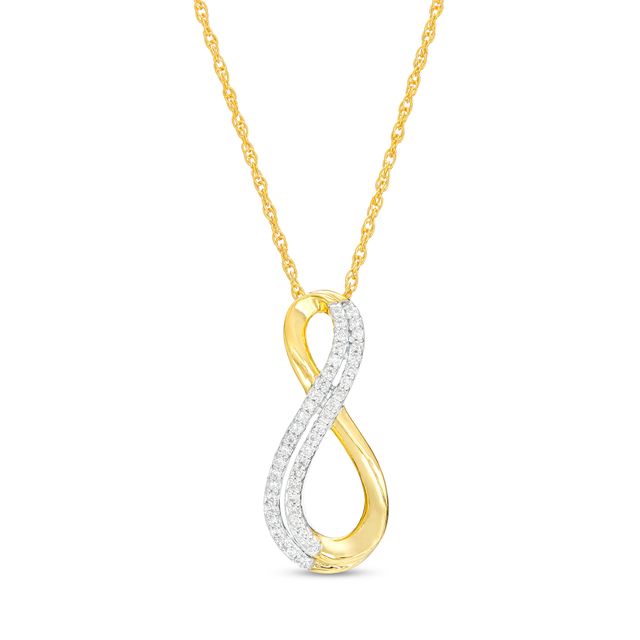 1/8 CT. T.w. Diamond Double Row Infinity Pendant in 10K Gold