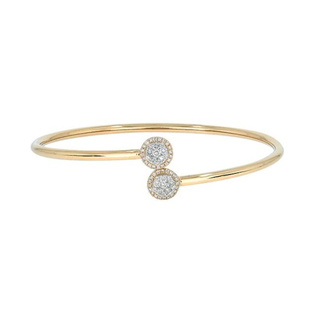 1/2 CT. T.w. Multi-Diamond Frame Flexible Bangle in Sterling Silver with 14K Gold Plate