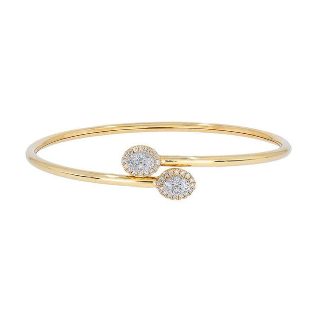 1/2 CT. T.w. Oval-Shaped Multi-Diamond Frame Flexible Bangle in Sterling Silver with 14K Gold Plate