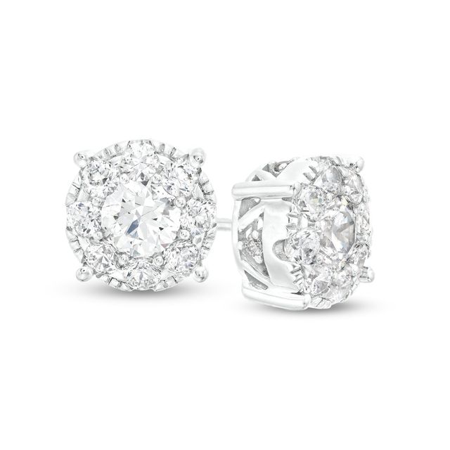 2 CT. T.w. Certified Lab-Created Diamond Frame Stud Earrings in 14K White Gold (F/Si2)