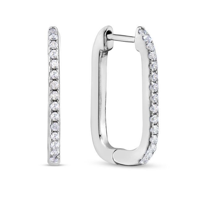 1/6 CT. T.w. Diamond Square-Shaped U-Hoop Earrings in 10K White Gold