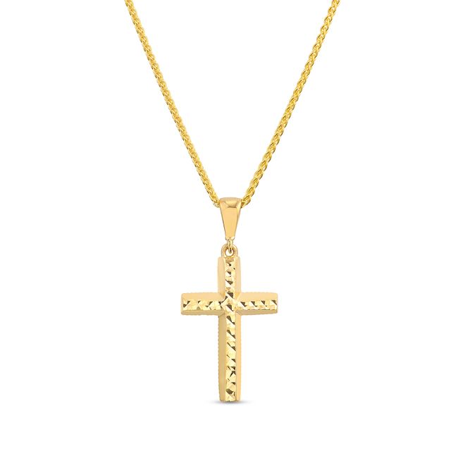 Men's Diamond-Cut Faceted Cross Pendant in 14K Gold