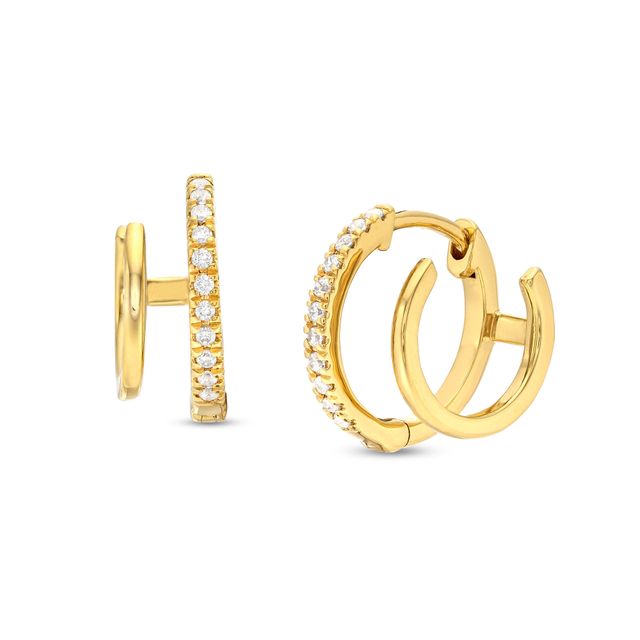 1/6 CT. T.w. Diamond Double-Row Huggie Hoop Earrings in 10K Gold