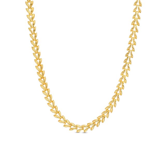 4.06mm Laurel Leaf Stampato Chain Choker Necklace in Hollow 10K Gold â 16"