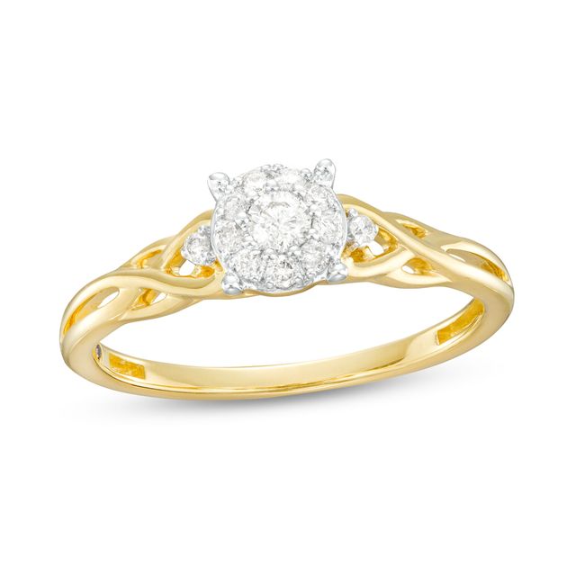 1/6 CT. T.w. Diamond Frame Braided Shank Promise Ring in 10K Gold