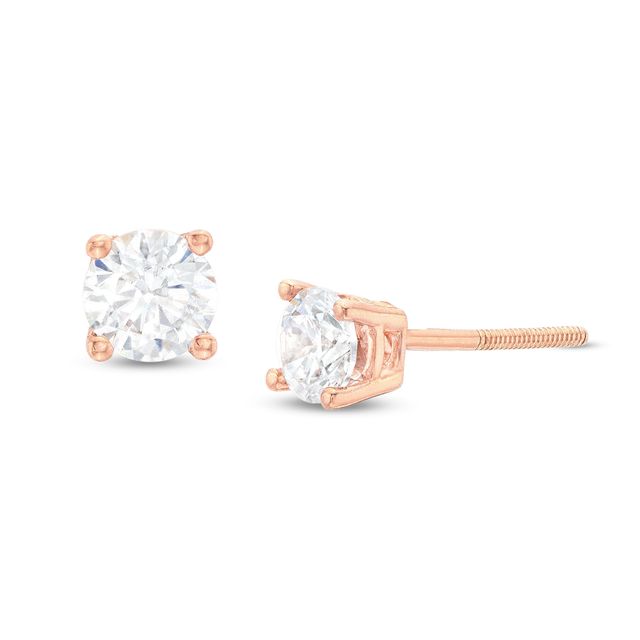 1/2 CT. T.w. Certified Lab-Created Diamond Solitaire Stud Earrings in 14K Rose Gold (F/Si2)