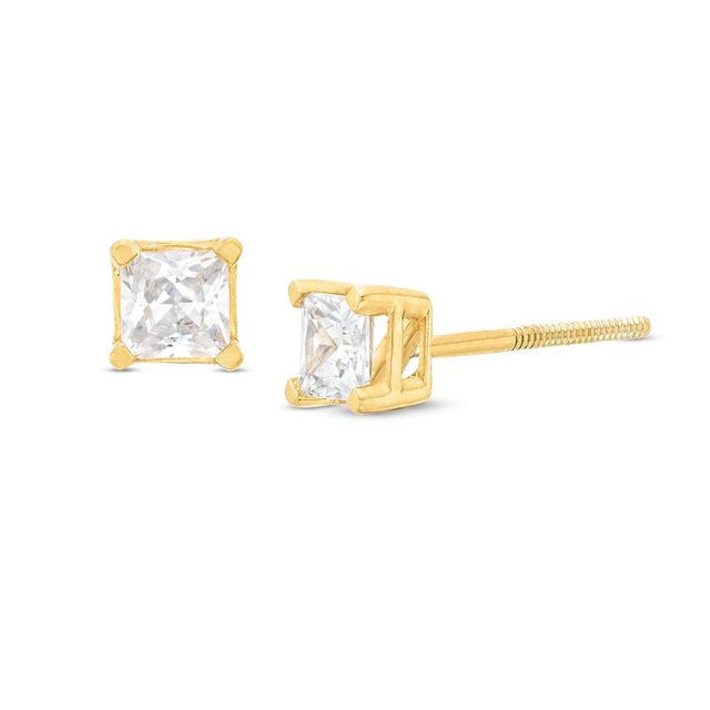 1/2 CT. T.w. Certified Princess-Cut Lab-Created Diamond Solitaire Stud Earrings in 14K Gold (F/Si2)