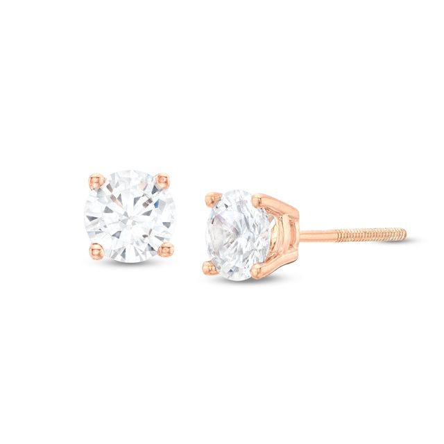 1 CT. T.w. Certified Lab-Created Diamond Solitaire Stud Earrings in 14K Rose Gold (F/Si2)