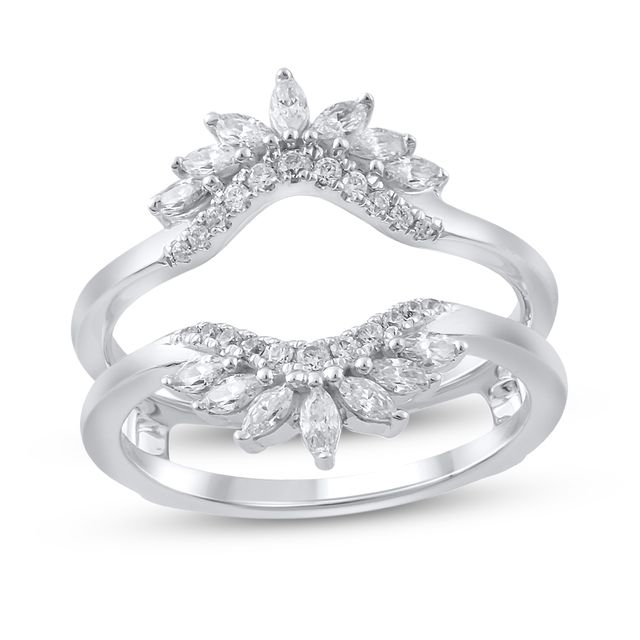 1/2 CT. T.w. Marquise and Round Diamond Starburst Solitaire Enhancer in 14K White Gold