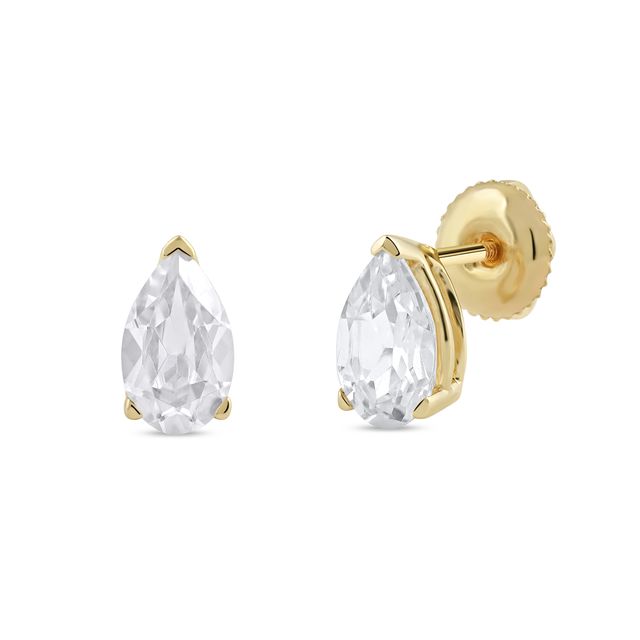 1 CT. T.w. Certified Pear-Shaped Lab-Grown Diamond Solitaire Stud Earrings in 14K Gold (F/Si2)