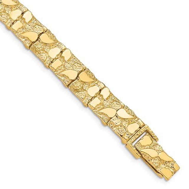 Men's 9.75mm Nugget Link Bracelet in 10K Gold - 8.0"