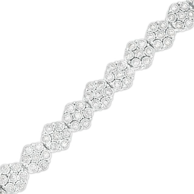 2 CT. T.w. Multi-Diamond Floral Line Bracelet in 10K White Gold