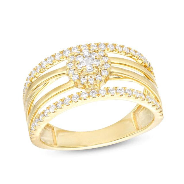 1/2 CT. T.w. Multi-Diamond Multi-Row Ring in 10K Gold