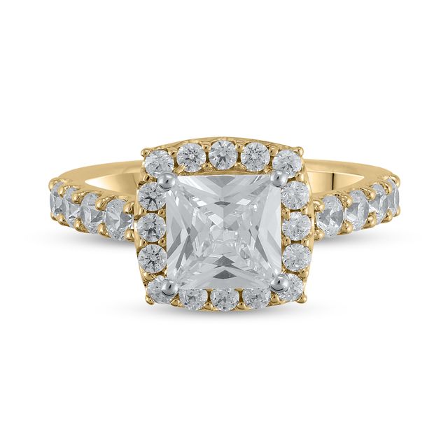 Certified Princess-Cut Lab-Created Diamond Center Stone 2-1/2 CT. T.w. Frame Engagement Ring in 14K Gold (F/Vs2)