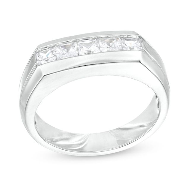 Men's 1 CT. T.w. Square-Cut Diamond Five Stone Wedding Band in 10K White Gold