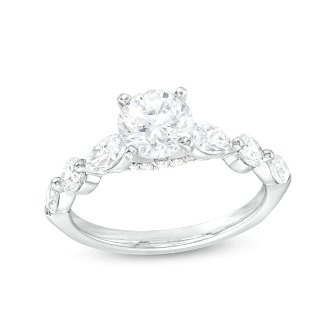 2 CT. T.w. Certified Diamond Alternating Shank Engagement Ring in 14K White Gold (I/I1)