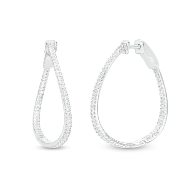1/2 CT. T.w. Diamond Twist Inside-Out Hoop Earrings in 10K White Gold