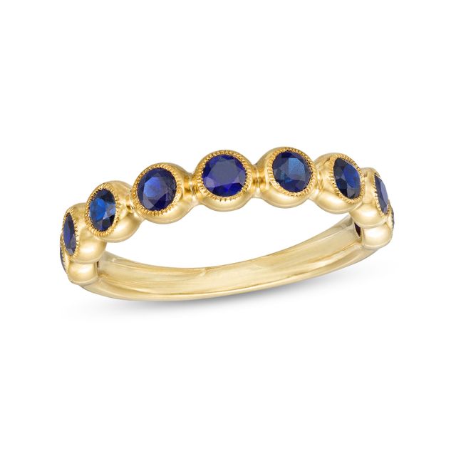 3.0mm Blue Lab-Created Sapphire Vintage-Style Stackable Band in 10K Gold