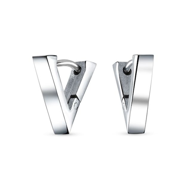 Men's Triangular "V" Huggie Hoop Earrings in Stainless Steel