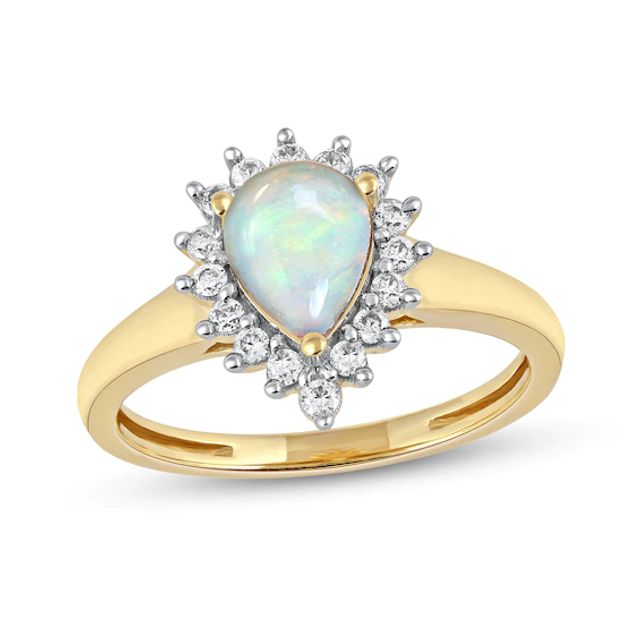 Pear-Shaped Opal and 1/4 CT. T.w. Diamond Shadow Frame Ring in 10K Gold