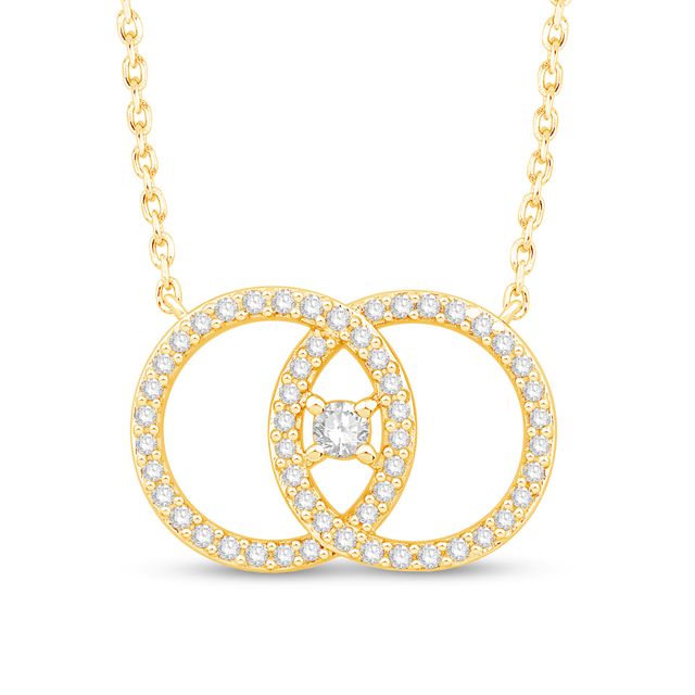 You Me Us 1/3 CT. T.w. Diamond Intertwined Double Circle Necklace in 10K Gold - 19"