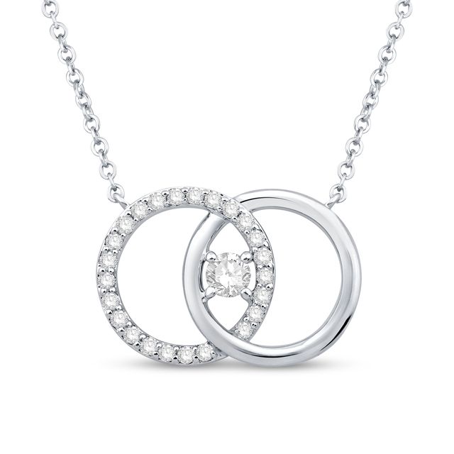 You Me Us 1/4 CT. T.w. Diamond Intertwined Double Circle Necklace in 10K White Gold