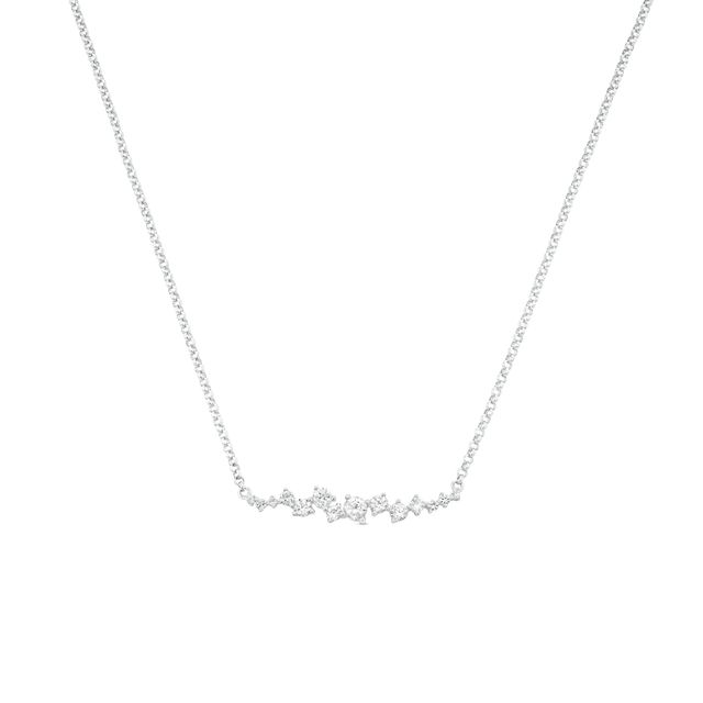 White Lab-Created Sapphire Scatter Necklace in Sterling Silver - 21.5"