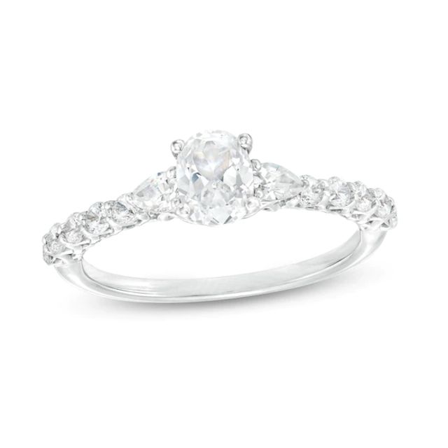 1 CT. T.w. Oval Diamond Engagement Ring in 14K White Gold