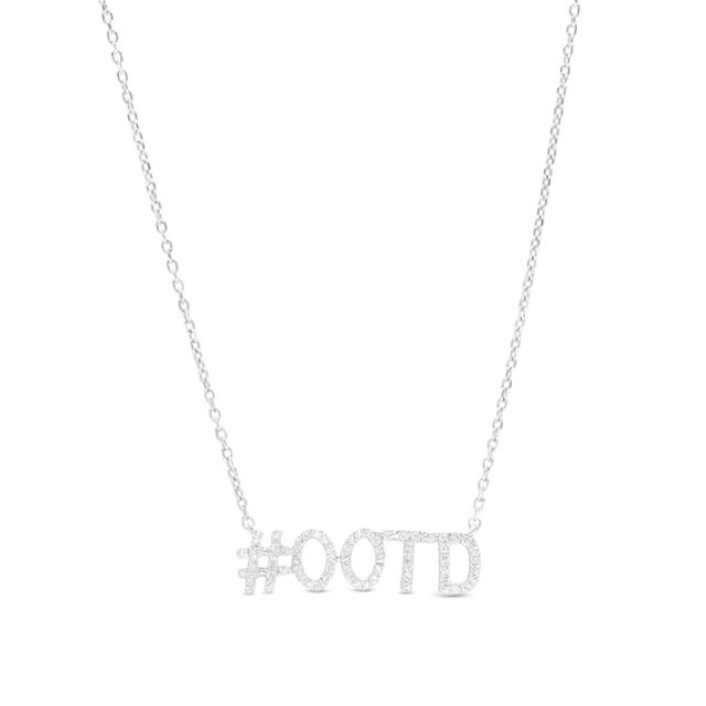 Love Talks 1/8 CT. T.w. Diamond Hashtag "#Ootd" Necklace in Sterling Silver