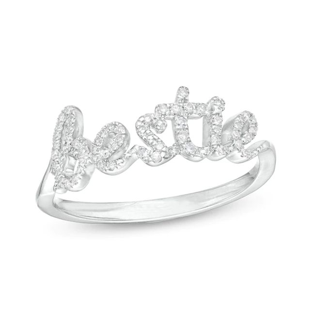 Love Talks 1/6 CT. T.w. Diamond "Bestie" Script Ring in Sterling Silver