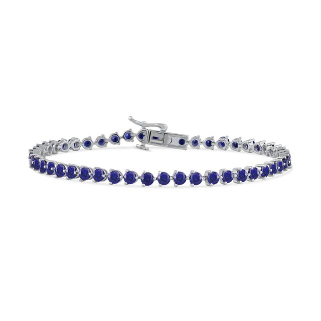 3.0mm Blue Lab-Created Sapphire Tennis Bracelet in Sterling Silver - 7.25"