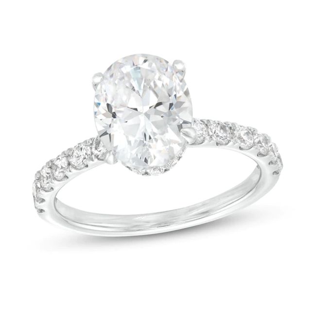 2-3/4 CT. T.w. Certified Oval Lab-Created Diamond Hidden Frame Engagement Ring in 14K Gold (F/Vs2